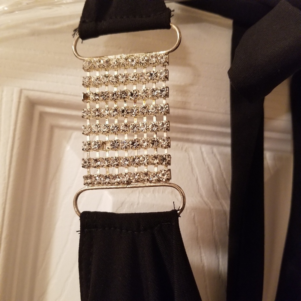 "HOST PICK" Dressy Black Rhinestone Halter Top - Picture 4 of 6